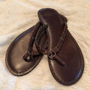 Dark brown braided flip flops. Size 8. Abercrombie